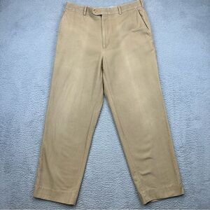 Peter Millar Pants Mens 36 Khaki Wide Leg Flat Front Casual Golf Slacks 33x29*